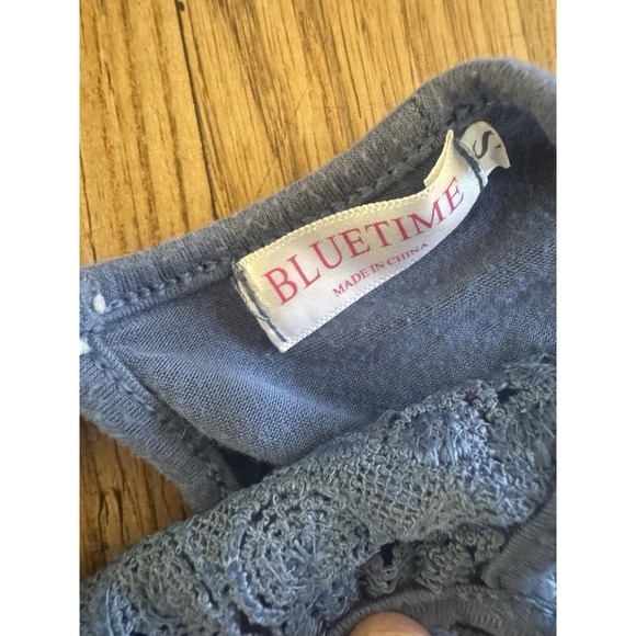 Bluetime Size Small Women's Top Blue Lace Top Sleeveless Summertime Trendy #89 - Picture 4 of 11